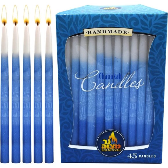 45 Tri Colored Hanukkah Candles Fits Most Menorahs Premium Quality Wax - Picture 1 of 5